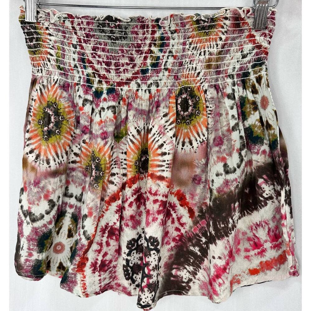 Anthropologie Stark X Tie Dye Mini Skirt Elastic Waist Shirred Pull On Small - Picture 3 of 5
